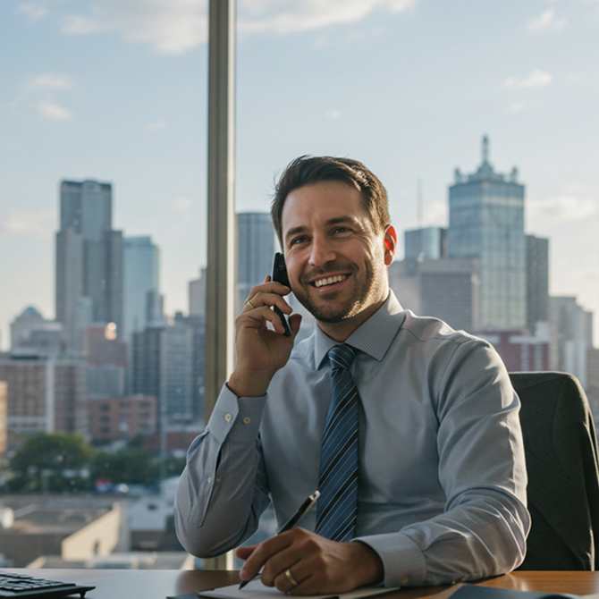Men talking on phone