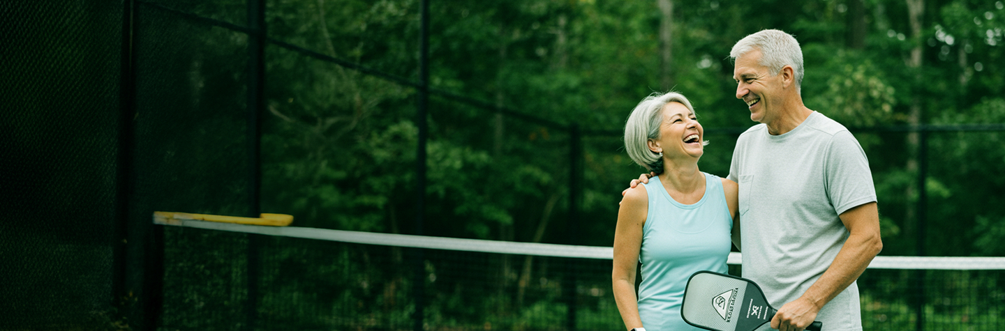 couple in tennis court